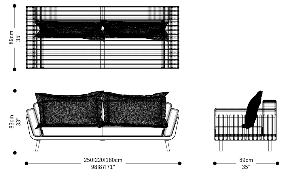 Image of the main dimensions of the product